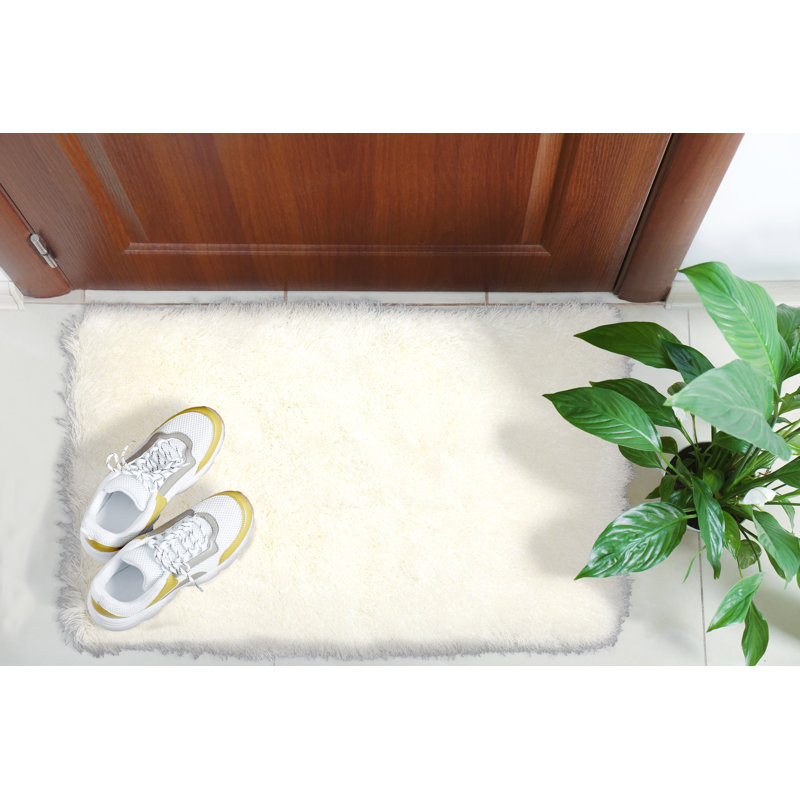 Tapis blanc touffeté à la main Petrey, Rectangle de 2 pi x 3 pi