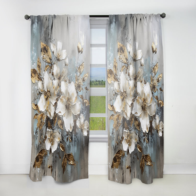 Ravello - White Gold Apple Tree Symphony IV - Apple Tree Curtain - Velvet Room Darkening - 1 panel, 52" W x 84" L