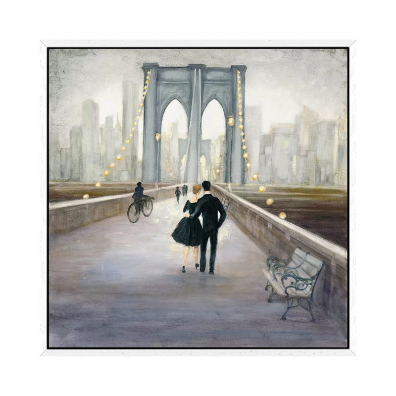 Bridge To New York by Julia Purinton - Wrapped Canvas Painting, 66.04 cm H x 66.04 cm W, White Floater Framed