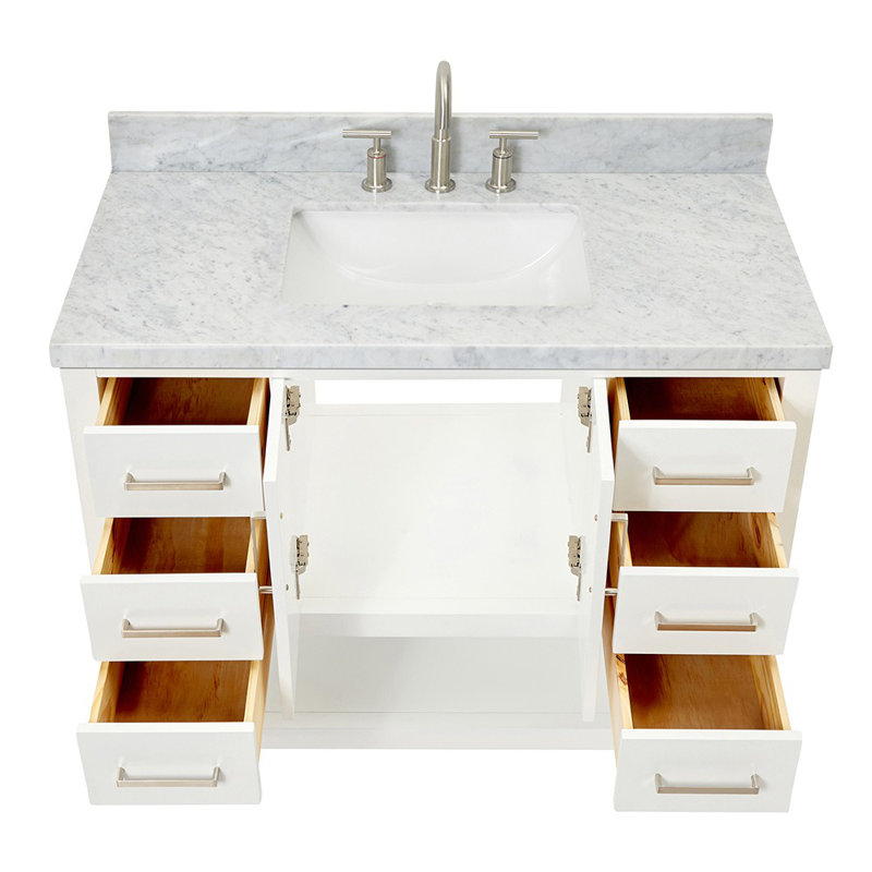 Ensemble de meuble-lavabo simple 43 po Moille, Blanc, Rectangular