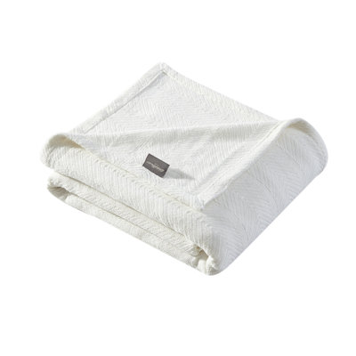 Eddie Bauer Herringbone 100% Cotton Reversible Blanket