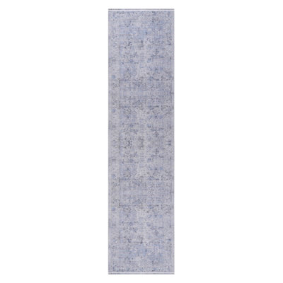 Tapis de salon, tapis lavables à la machine, à poils courts, antidérapants, antidérapants, pliables, adaptés aux enfants et aux animaux de compagnie - Tapis pour salon, chambre à coucher, cuisine, salle à manger (bleu et crème)