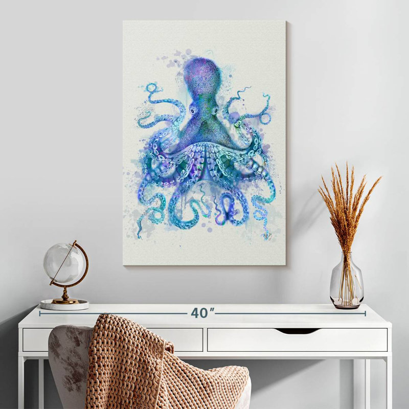 Brampt Octopus Rainbow Splash Blue, 30" H x 20" W