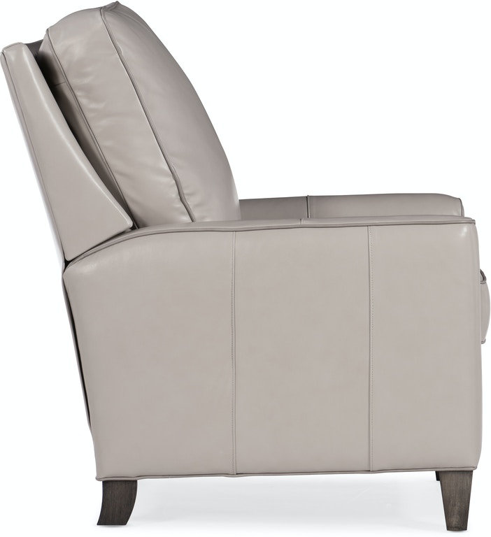 Yorba Leather Armchair, Aline Light Gray Stonewash Genuine Leather, Cobblestone, Push Back