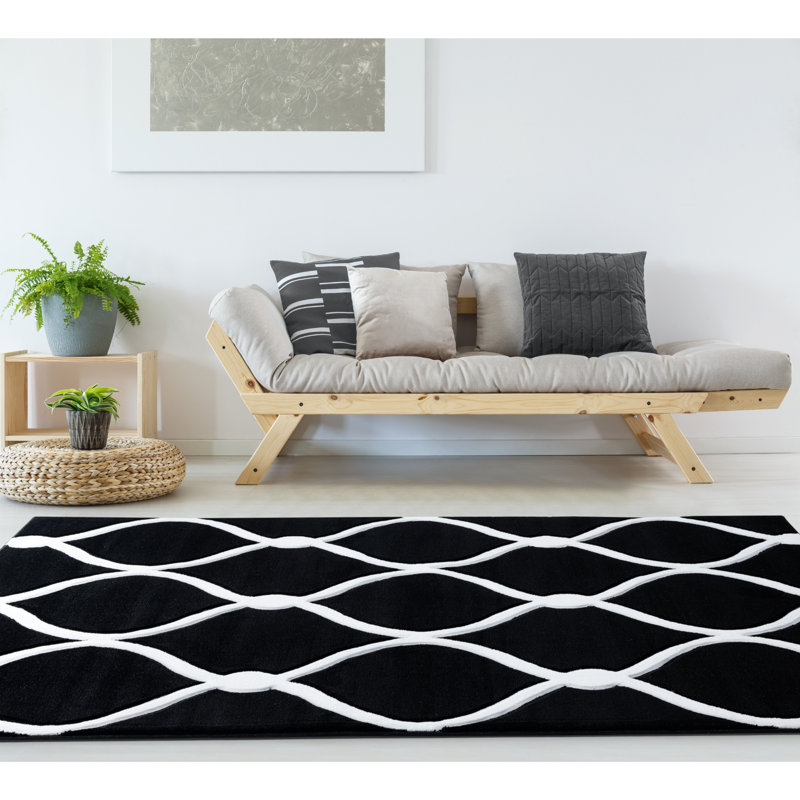 Tapis noir Fishback, Rectangle 1 pi 10 po x 2 pi 8 po
