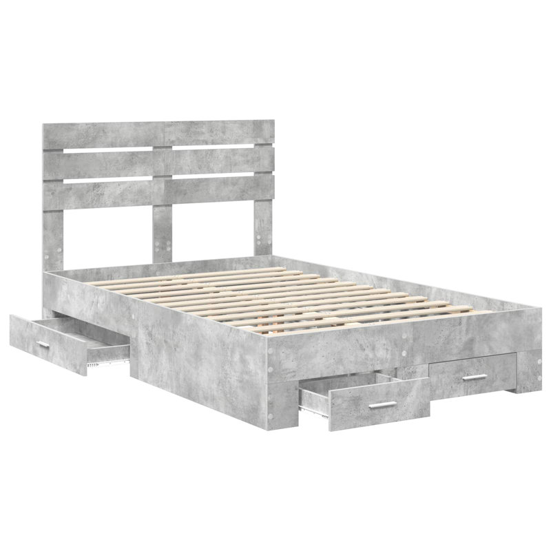 Bed, European Double (140 x 200 cm), Concrete Grey