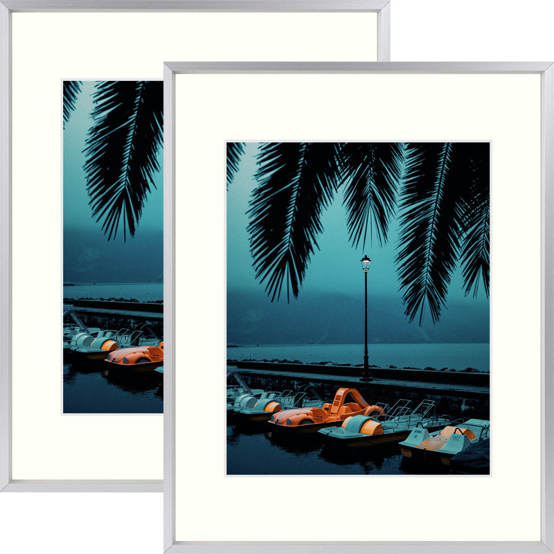2 Piece Matte Gallery Wall Frame Set, Multi Photo Frames Collage, for Wall or Table Top Display, 8" x 10", Silver