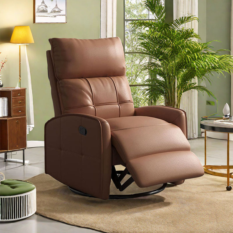 Kulmene Faux Leather Recliner, Coffee Faux Leather