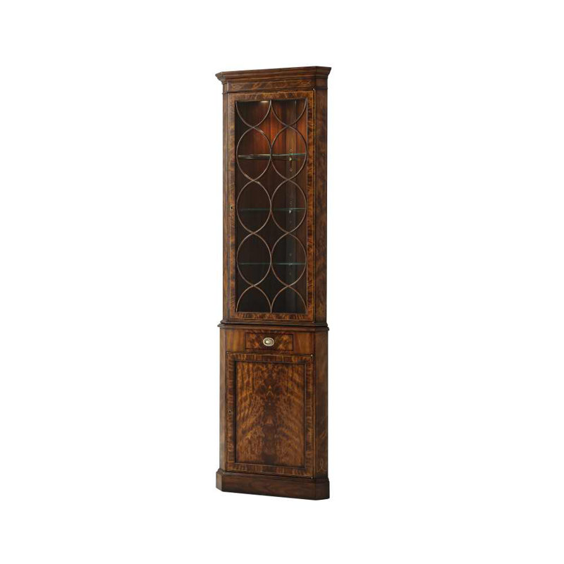Georgian Mahogany Lighted Corner China Cabinet