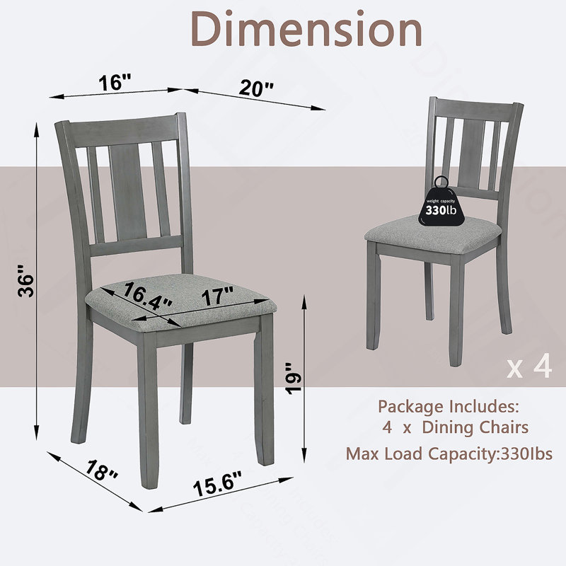 Ensemble de chaises de salle à manger pour 4 avec siège rembourré, gris