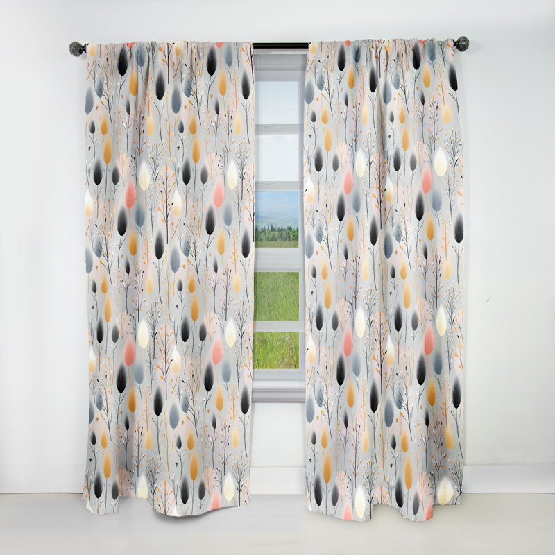 Panneaux de rideaux botaniques gris doux, L 52 po x L 84 po