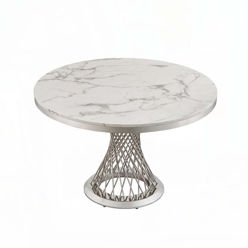 47" Round Dining Table, Silver