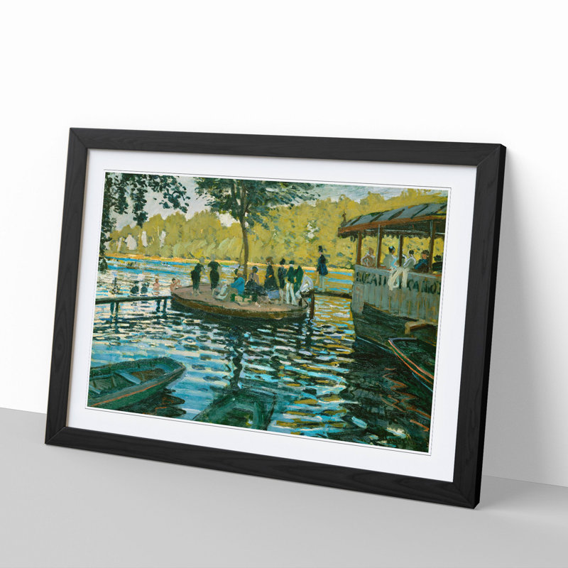 Bain a La Grenouillere by Claude Monet - Picture Frame Painting, Black Framed, 36cm H x 48cm W x 2cm D