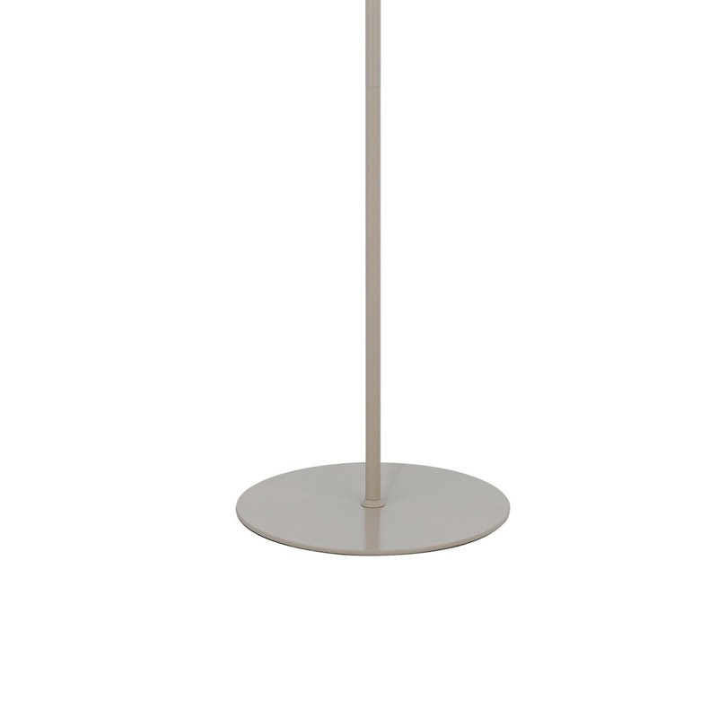 Plue 63 Inch Floor Lamp, Pole w Round Base, Cork Drum Shade, Silver, White