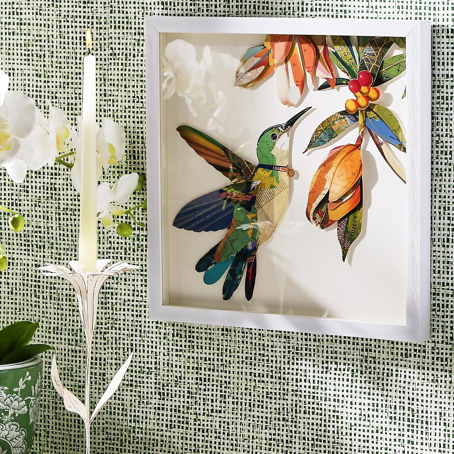 Hummingbirds Paper Collage 2-Piece Print Set