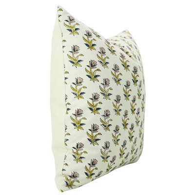 Housse de coussin en coton à motif de blocs Fab printine, printemps été, décoration intérieure (tulipe côtière, rose)