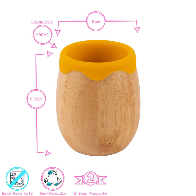 Tiny Dining 130ml Bamboo Wine Tumbler, Yellow