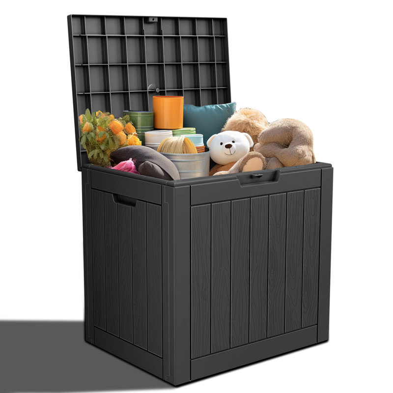 Black 30-Gallon Lockable Resin Outdoor Deck Box