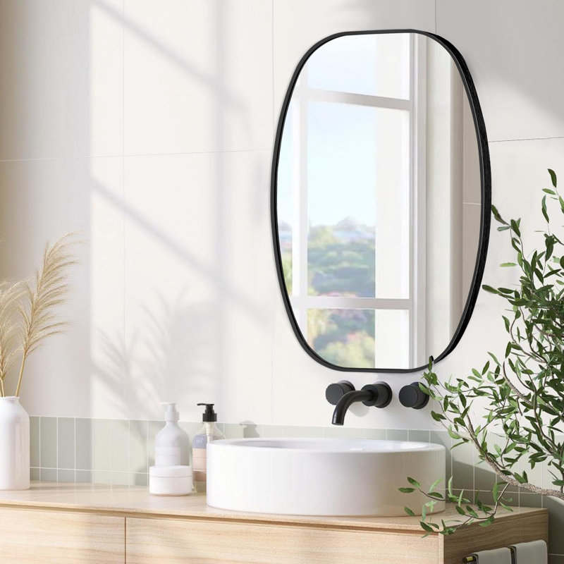 Miroir de salle de bain ovale, H 30 po x l 20 po, Noir