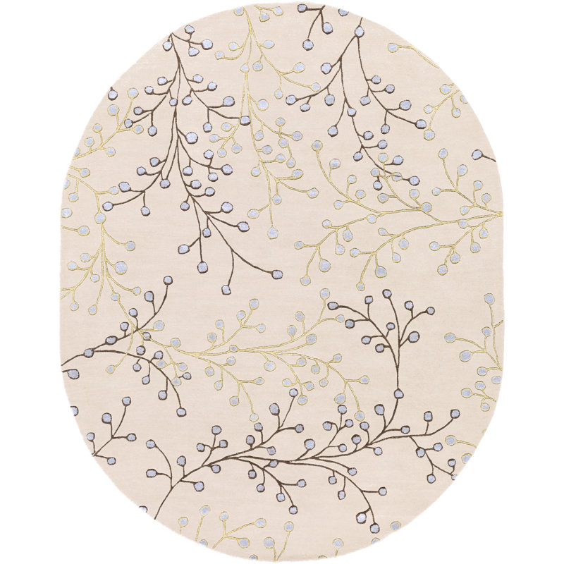 Tapis floral en laine touffeté à la main Elsberry, Ovale 8 pi x 10 pi