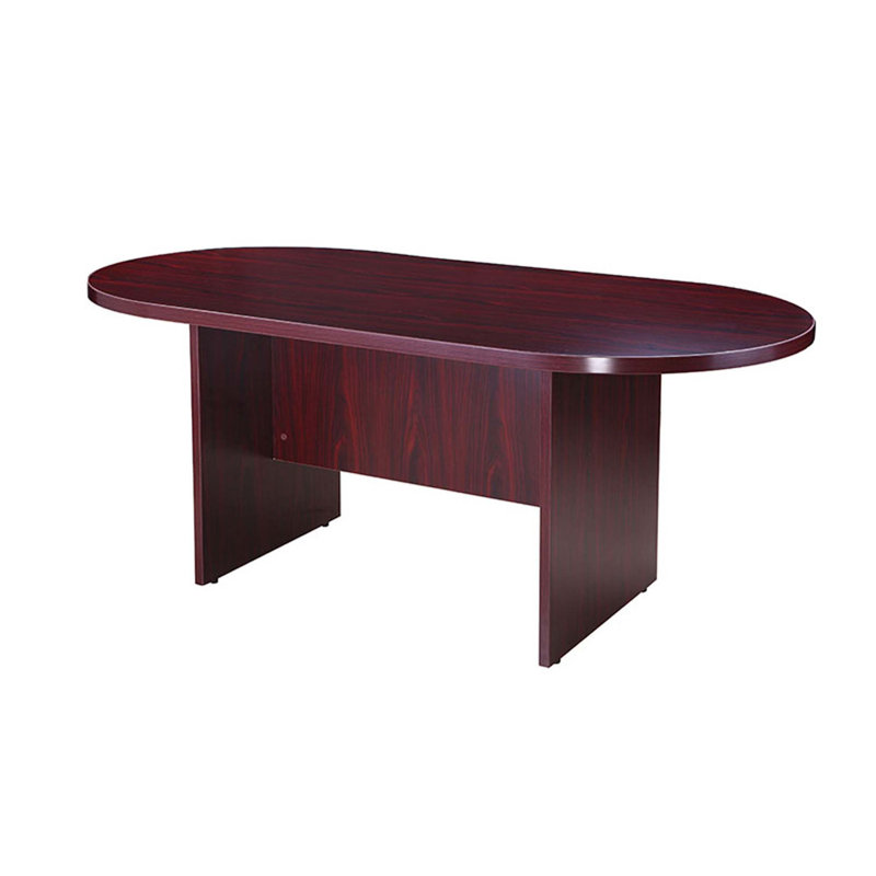 Table de conférence ovale 71 pouces avec pieds à panneau Mike, rouge acajou, H 29,5 po x L 71 po x l 35 po, Rouge acajou