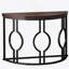 Console demi-lune pour le hall d'entrée, canapé industriel semi-circulaire de 43 pouces avec base géométrique, table d'appoint en bois pour le salon, couloir, vestibule, entrée, brun rustique