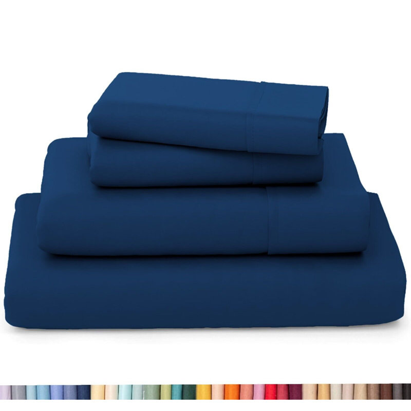 Ultra Soft Bamboo Sheet Set - 4 Pc Set - Wrinkle Resistant - Cooling Sheets with Deep Pockets, Navy