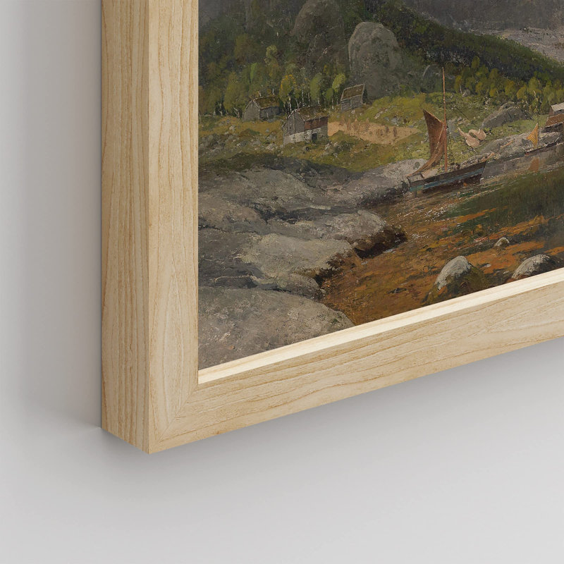 «Retro Mountain Range River Passage» sur papier, Naturel, H 12 po x l 16 po