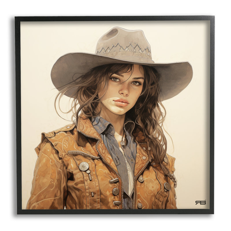 «Brown Cowgirl on Beige» par RB, impression sur toile, null, null