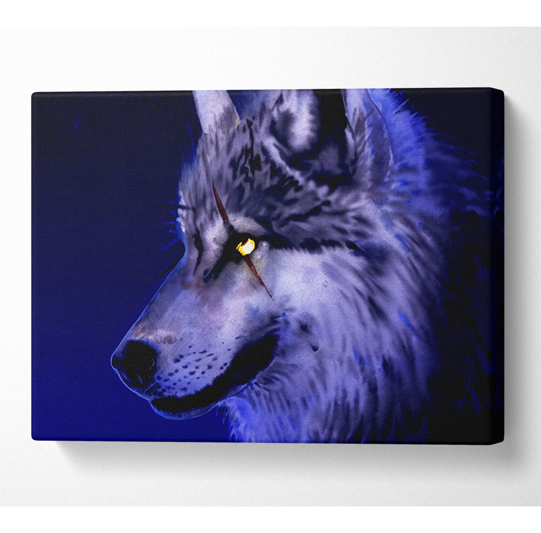 Blaues Wolfsauge - Druck