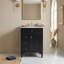 Meuble-lavabo autoportant 24 po en MDF avec lavabo en céramique blanc, armoire de salle de bain noire avec 2 tiroirs, tablettes de porte réglables et tiroir basculant-130996260-130996265