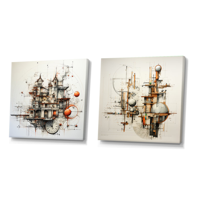 «Surealism», «Ensemble de 2 collages surréels», Toile tendue, H 16 po x l 33 po