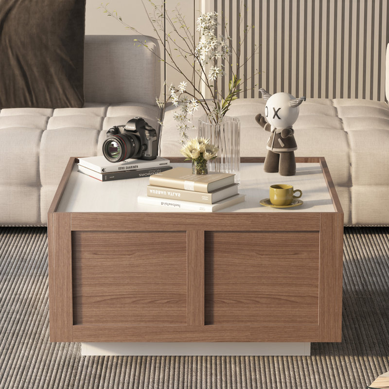 Coffee Table with Storage, White/Brown