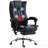 Microfiber Office Chair, High Back Computer Chair With 6 Point Massage, Heat, Adjustable Height And Retractable Footrest, Black