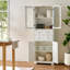 Armoire de rangement pour garde-manger avec portes en verre et 2 tiroirs