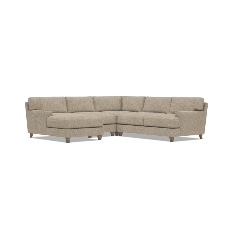Bernhardt Mila 4-Piece Fabric Sectional, Left Hand Facing, Light Brown Polyester, 33.5" H x 107" W x 107" D