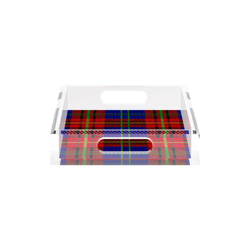 Rectangle Plaid Decorative Tray, 12.5" W x 7.75" L, Blue