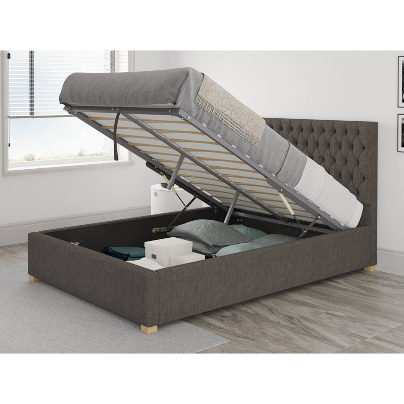 Central City Upholstered Ottoman Storage Bed, Slate, Single (3')