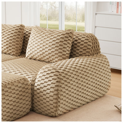 Elysium 146.4" W x 69.3" D x 33.1" H Flannelette 4-Seater Modular Sectional Sofa