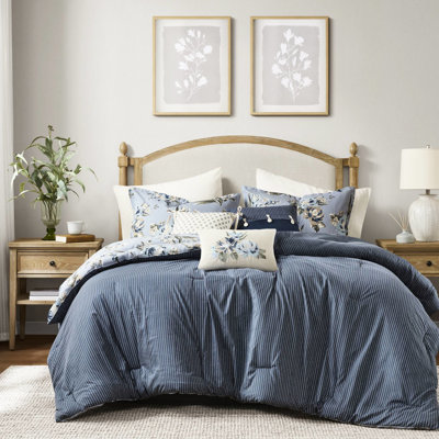 Édredon très grand 7 pièces avec imprimé floral rétro, motif réversible, texture, confort toutes saisons, 3 coussins décoratifs de 7 pièces