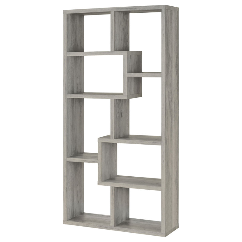 Bibliothèque Lawton Grey Driftwood, (7 tablettes) H 70,75 po x l 35,5 po x P 11,5 po, Gris clair