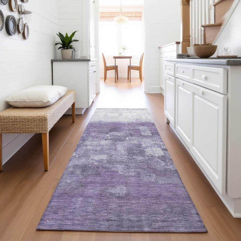 Tapis mauve lavable à la machine intérieur / extérieur Xhevrie, Tapis de couloir 2 pi 3 po x 7 pi 6 po