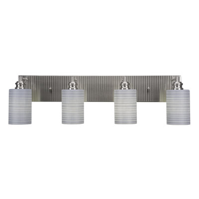 Barre d'éclairage de salle de bain 4 lumières Edge avec verre matriciel gris 4 po