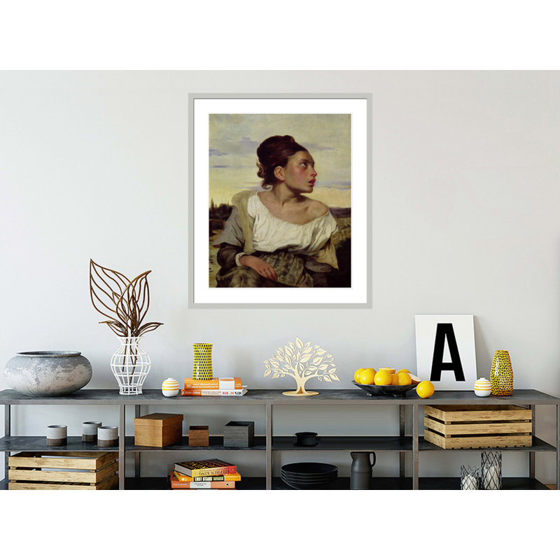 Jeune orphelin au cimetière par Eugène Delacroix, impression giclée encadrée, H 39,32 po x l 33,5 po