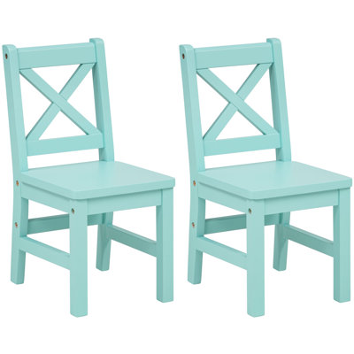 Merrill Kids 11.25" Solid Hardwood Desk Or Activity Chair and Ottoman, Mint Blue
