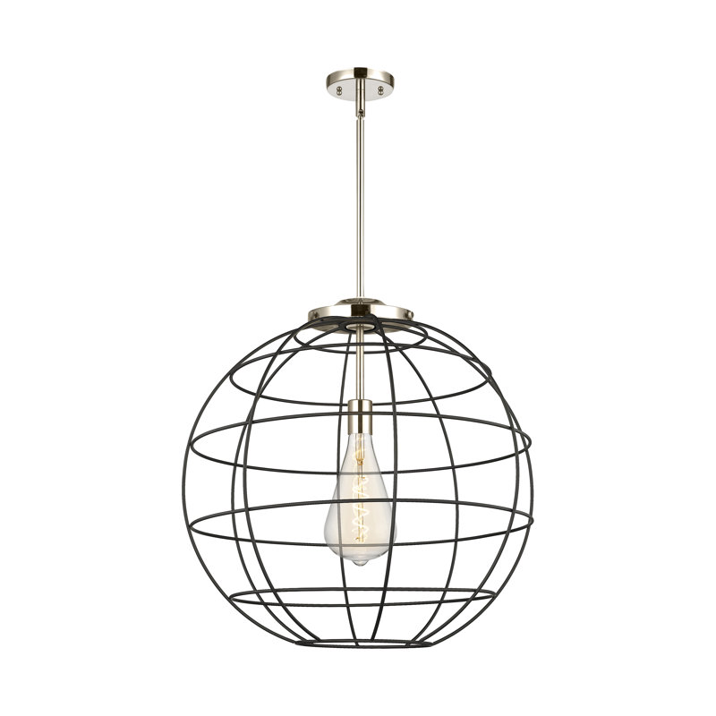 Luminaire suspendu à tige 1 lumière Lake Placid 16 po, H 55,75 po x l 22 po x P 22 po, Nickel poli