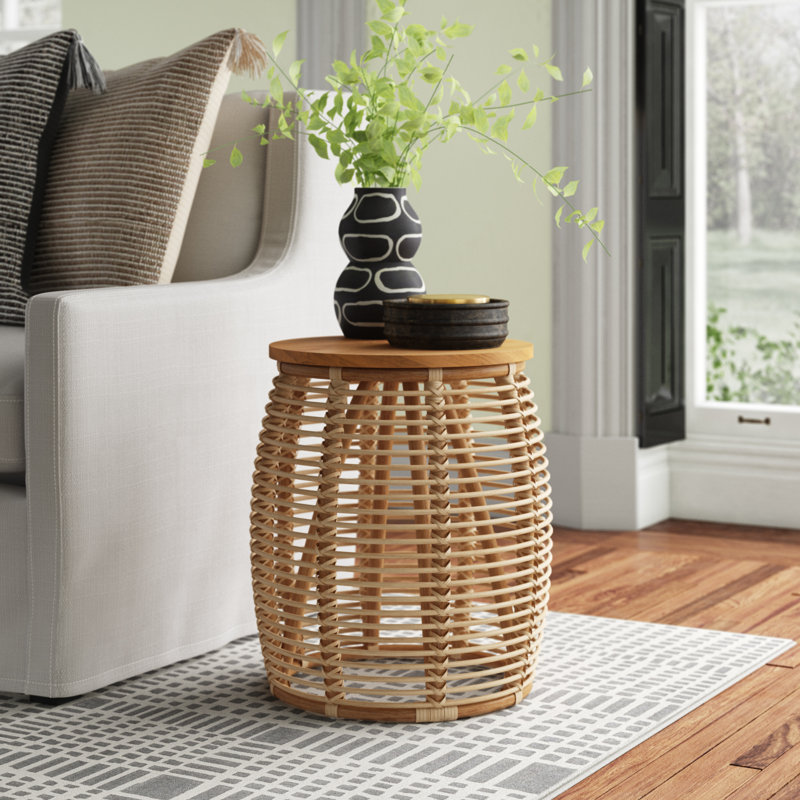 Kiyana Solid Wood Top End Table, Natural