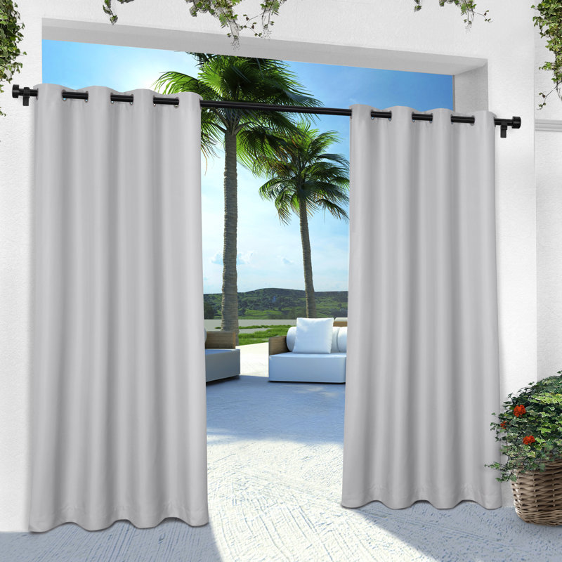 Ensemble de 2 rideaux à œillets TANTES ET CAMPAGNES Cabana pour intérieur et extérieur, Gris nuageux, L 54 po x L 108 po