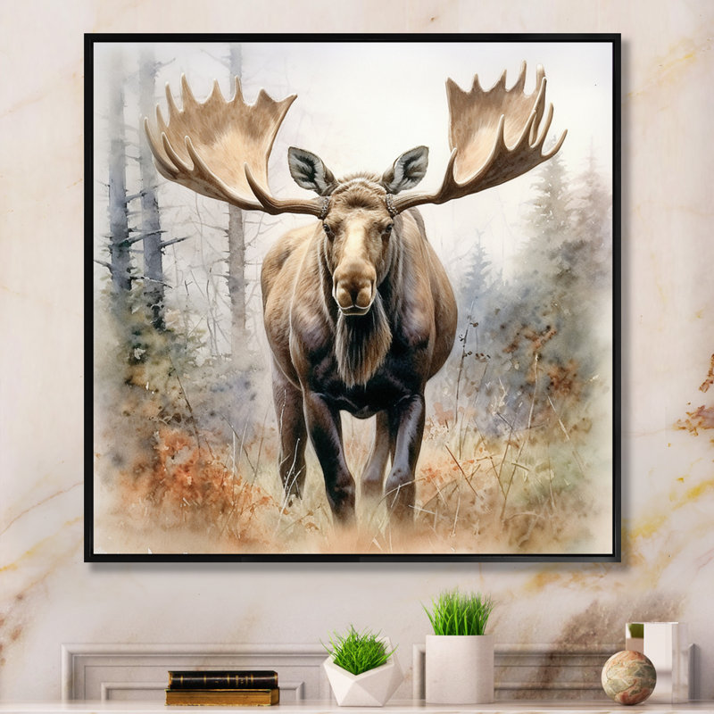 Moose Serenity II - Moose, art mural encadré, H 16 po x l 16 po x P 1 po, Cadre flottant noir