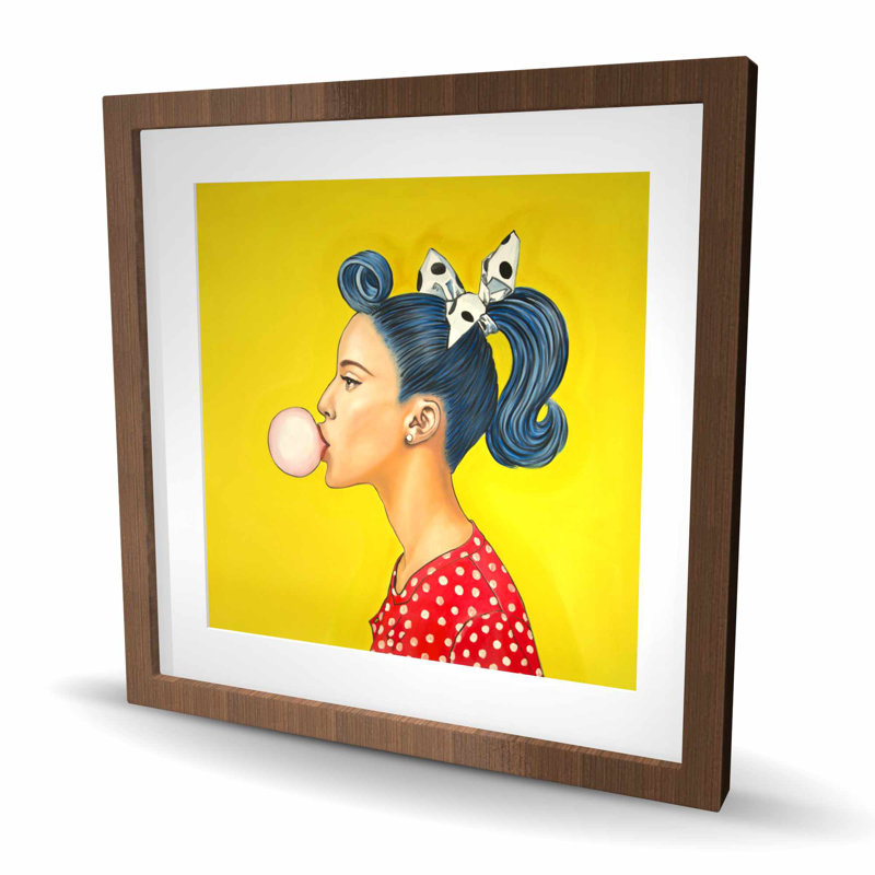 Femme rétro avec une belle queue de cheval - impression Pop Art de chambre, Brun, H 24 po x l 24 po